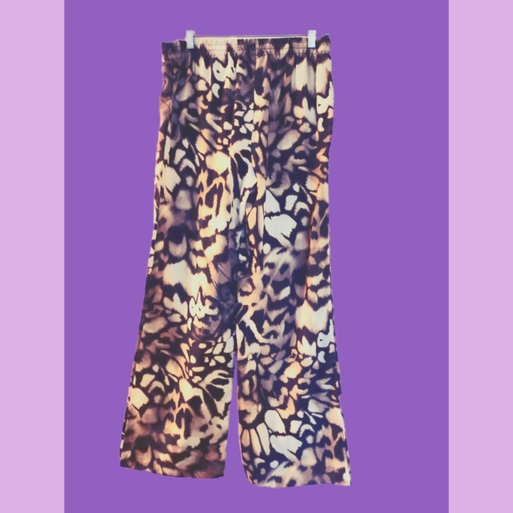 CALVIN KLEIN ABSTRACT PRINT WIDE LEG LIGHTWEIGHT PANTS - Picture 2 of 6